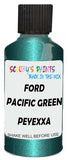 Detail brush applying Green Metallic to a small door scratch on an Ford F-Series, clean OEM finish