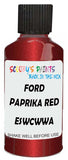 Detail brush applying Red Metallic to a small door scratch on an Ford Fiesta, clean OEM finish