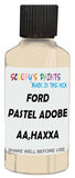 Detail brush applying Beige Solid to a small door scratch on an Ford Escort, clean OEM finish