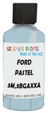 Detail brush applying Blue Solid to a small door scratch on an Ford Escort, clean OEM finish