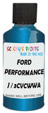 Detail brush applying Blue Metallic to a small door scratch on an Ford Focus Rs, clean OEM finish