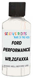 Detail brush applying White Solid to a small door scratch on an Ford Mustang, clean OEM finish