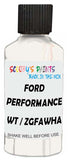 Detail brush applying White Solid to a small door scratch on an Ford Gt, clean OEM finish