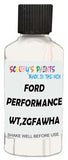 Detail brush applying White Solid to a small door scratch on an Ford Ranger, clean OEM finish