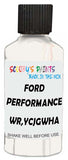 Detail brush applying White Solid to a small door scratch on an Ford Thunderbird, clean OEM finish