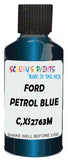 Detail brush applying Blue Metallic to a small door scratch on an Ford Scoop, clean OEM finish