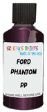 Detail brush applying Purple Metallic to a small door scratch on an Ford Australia Fiesta, clean OEM finish