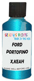 Detail brush applying Blue Metallic to a small door scratch on an Ford Thunderbird, clean OEM finish