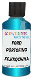 Detail brush applying Blue Metallic to a small door scratch on an Ford Expedition, clean OEM finish