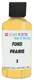 Detail brush applying Yellow Solid to a small door scratch on an Ford Trucks, clean OEM finish