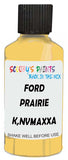 Detail brush applying Yellow Solid to a small door scratch on an Ford Bronco, clean OEM finish