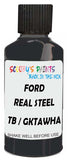 Detail brush applying Black Solid to a small door scratch on an Ford F-Series F-250/550 Platinum, clean OEM finish