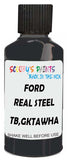 Detail brush applying Black Solid to a small door scratch on an Ford Edge, clean OEM finish