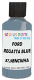 Detail brush applying Blue Solid to a small door scratch on an Ford Taurus, clean OEM finish