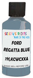Detail brush applying Blue Solid to a small door scratch on an Ford Trucks, clean OEM finish