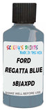 Detail brush applying Blue Solid to a small door scratch on an Ford Escape, clean OEM finish