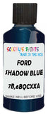 Detail brush applying Blue Metallic to a small door scratch on an Ford Crown Victoria, clean OEM finish