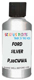 Detail brush applying Silver Metallic to a small door scratch on an Ford Trucks, clean OEM finish