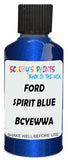 Detail brush applying Blue Metallic to a small door scratch on an Ford Fiesta St, clean OEM finish