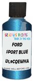 Detail brush applying Blue Metallic to a small door scratch on an Ford F-Series Harley Davidson, clean OEM finish
