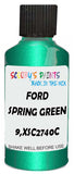Detail brush applying Green Metallic to a small door scratch on an Ford Escort, clean OEM finish