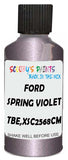 Detail brush applying Purple Metallic to a small door scratch on an Ford Transit, clean OEM finish