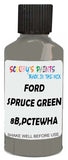 Detail brush applying Green Solid to a small door scratch on an Ford Transit, clean OEM finish