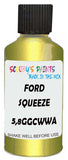 Detail brush applying Green Metallic to a small door scratch on an Ford Fiesta, clean OEM finish
