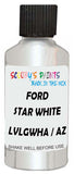 Detail brush applying White Metallic to a small door scratch on an Ford Mustang Mach-E, clean OEM finish