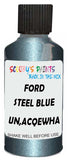 Detail brush applying Blue Metallic to a small door scratch on an Ford Taurus, clean OEM finish
