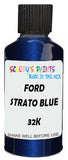 Detail brush applying Blue Metallic to a small door scratch on an Ford Ranger, clean OEM finish
