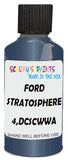 Detail brush applying Blue Metallic to a small door scratch on an Ford Transit, clean OEM finish