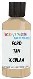 Detail brush applying Beige Solid to a small door scratch on an Ford F-Series, clean OEM finish