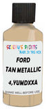 Detail brush applying Beige Solid to a small door scratch on an Ford F-Series, clean OEM finish