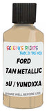 Detail brush applying Beige Solid to a small door scratch on an Ford Elite, clean OEM finish
