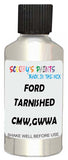 Detail brush applying White Metallic to a small door scratch on an Ford Edge, clean OEM finish