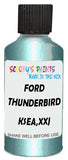 Detail brush applying Blue Metallic to a small door scratch on an Ford Thunderbird, clean OEM finish