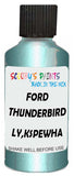 Detail brush applying Blue Metallic to a small door scratch on an Ford Thunderbird, clean OEM finish