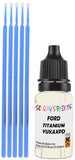 Close-up chip repair on 1995-2019 Ford Flex in factory Titanium Yukaxpd (paint code Yukaxpd)