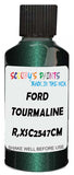 Detail brush applying Green Metallic to a small door scratch on an Ford Scoop, clean OEM finish