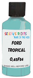 Detail brush applying Blue Solid to a small door scratch on an Ford Trucks, clean OEM finish