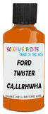 Detail brush applying Orange Solid to a small door scratch on an Ford Mustang Svt, clean OEM finish