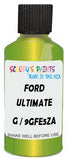 Detail brush applying Green Metallic to a small door scratch on an Ford Focus Coupe-Cabriolet, clean OEM finish