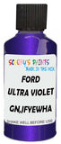 Detail brush applying Purple Metallic to a small door scratch on an Ford Escort, clean OEM finish