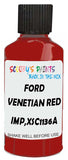 Detail brush applying Red Solid to a small door scratch on an Ford Transit, clean OEM finish
