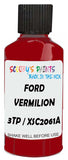 Detail brush applying Red Solid to a small door scratch on an Ford Osi, clean OEM finish