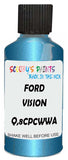 Detail brush applying Blue Metallic to a small door scratch on an Ford Focus, clean OEM finish