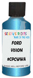 Detail brush applying Blue Metallic to a small door scratch on an Ford Fiesta, clean OEM finish