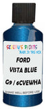 Detail brush applying Blue Metallic to a small door scratch on an Ford Mustang Gt Feature Car, clean OEM finish