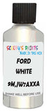 Detail brush applying White Metallic to a small door scratch on an Ford Bronco, clean OEM finish